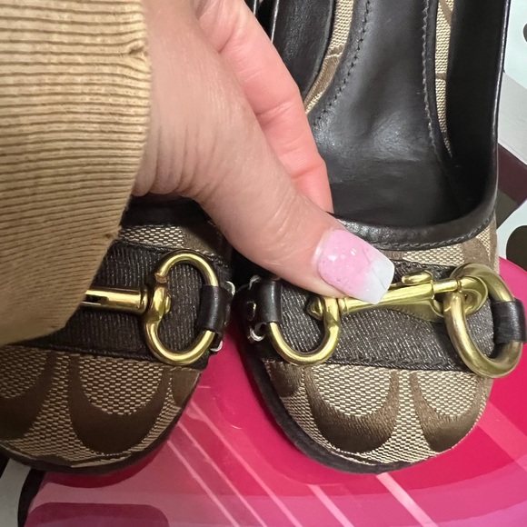 Women’s Coach Wedge Gold Hardware Shoes - Picture 1 of 5